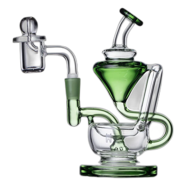 Human Grade 5 Inch Recycler 1A Dab Rig in Clear With Green Accent