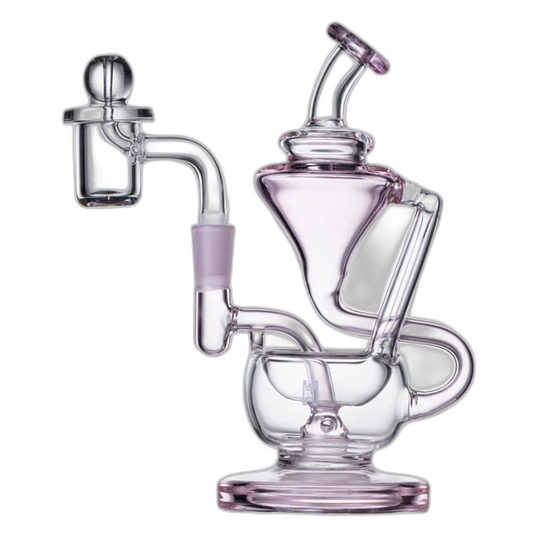 Human Grade 5 Inch Recycler 1A Dab Rig in Clear With Pink Accent