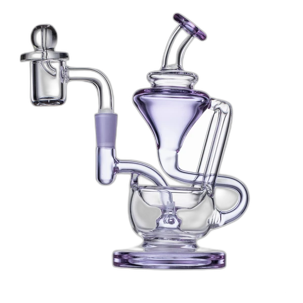 Human Grade 5 Inch Recycler 1A Dab Rig in Clear With Purple Accent