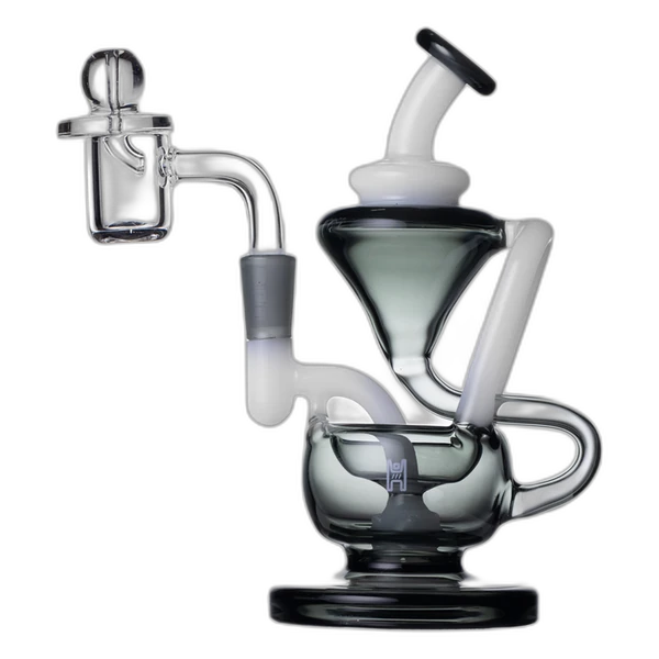 Human Grade 5 Inch Recycler 1A Dab Rig in Smoke   White
