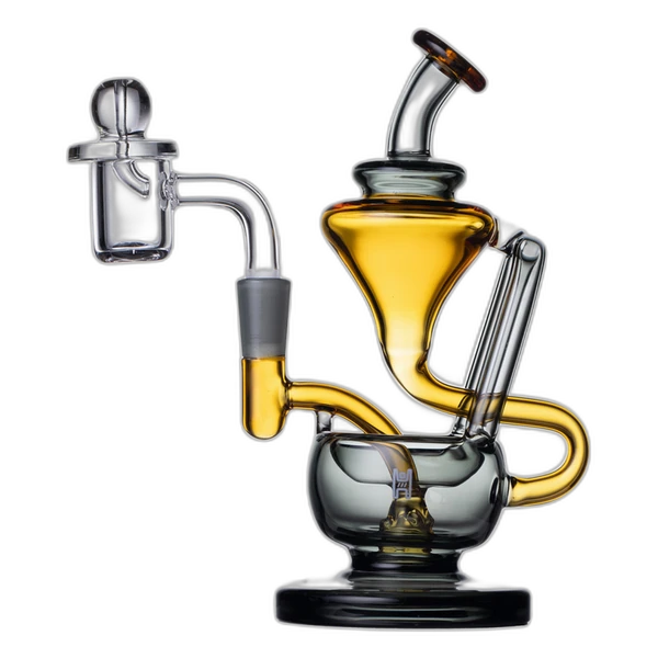 Human Grade 5 Inch Recycler 1A Dab Rig in Smoke   Yellow