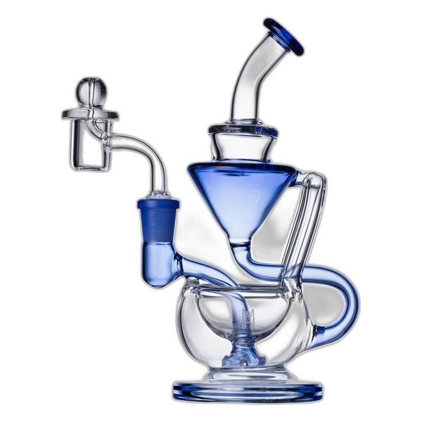 Human Grade 5 Inch Recycler 1A Dab Rig in Clear With Light Blue Accent