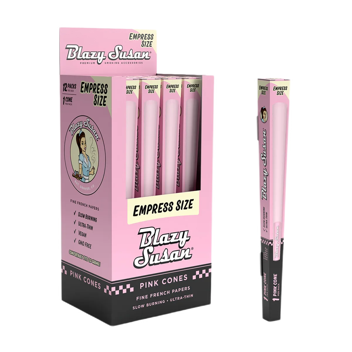Blazy Susan Pink Paper Cones Pre-Rolled