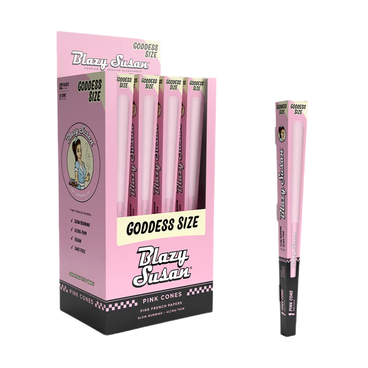 Blazy Susan Pink Paper Cones Pre-Rolled