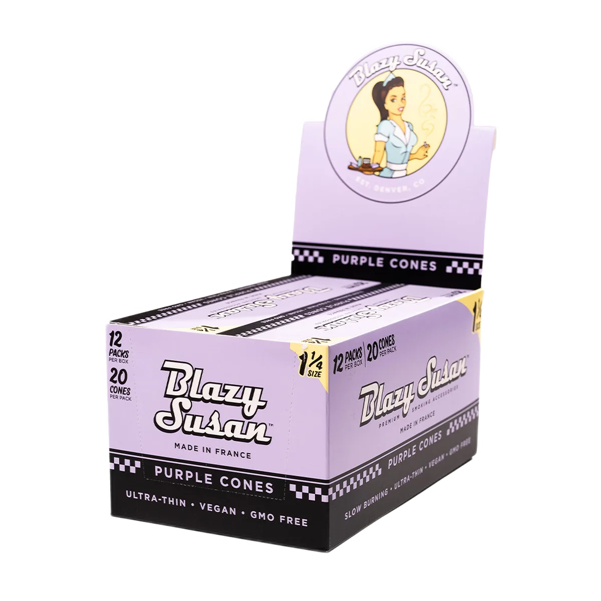 Blazy Susan Purple Paper Cones Pre-Rolled