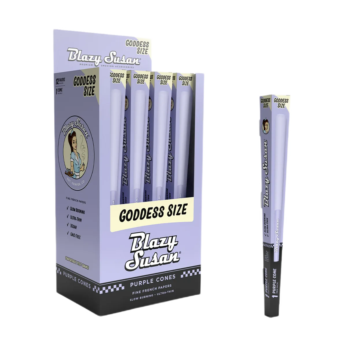 Blazy Susan Purple Paper Cones Pre-Rolled