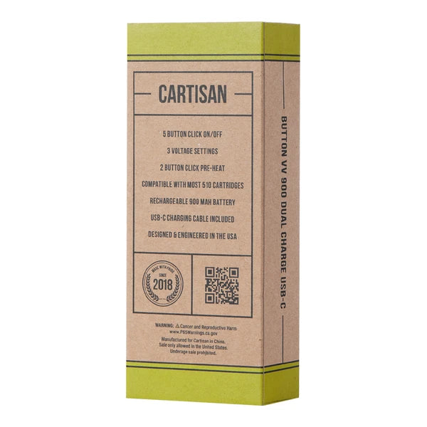 Cartisan Button VV 900 Dual Charge retail box back