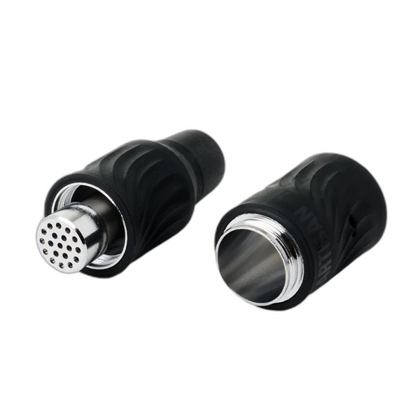 Cartisan Flex flower atomizer in Black opened to show the stainless steel chamber