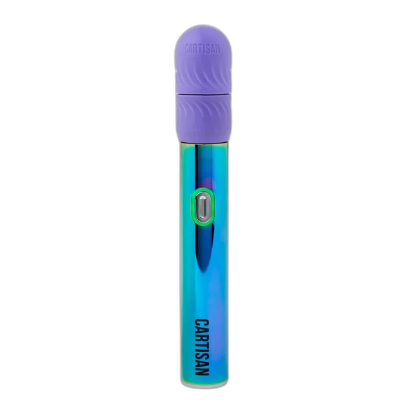 Cartisan Flex vaporizer in Rainbow with the purple wax atomizer attached
