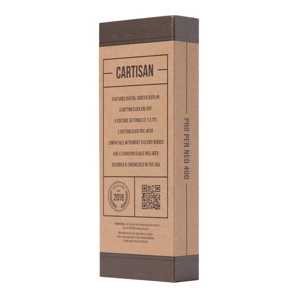 Cartisan Pro Pen NEO 400 510 Battery retail box back