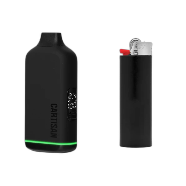 Cartisan Veil Bar NEO 510 Battery size next to a lighter