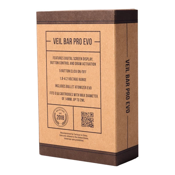 Cartisan Veil Bar Pro EVO 510 Battery retail box back