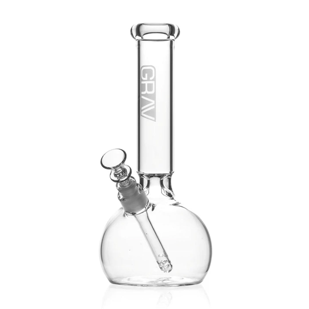 GRAV Round Base Bong – borosilicate glass water pipe with ice pinch and removable downstem