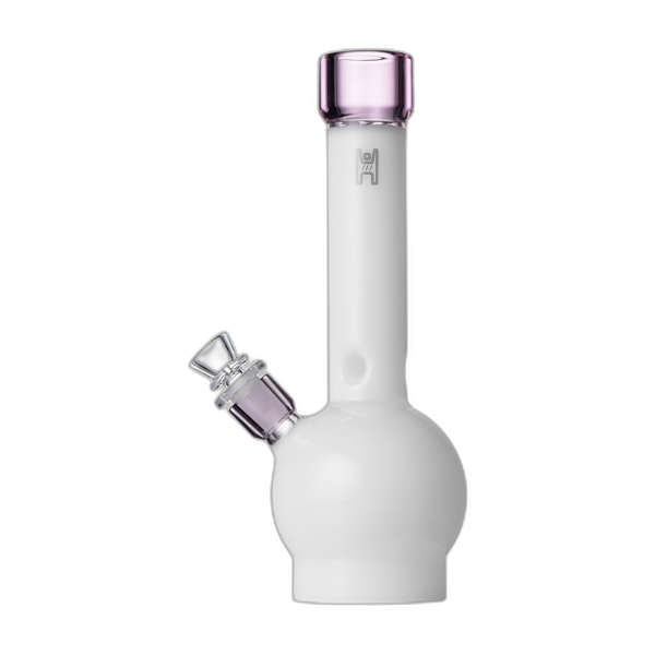 Human Grade 12 inch Ball Water Pipe in White Pink