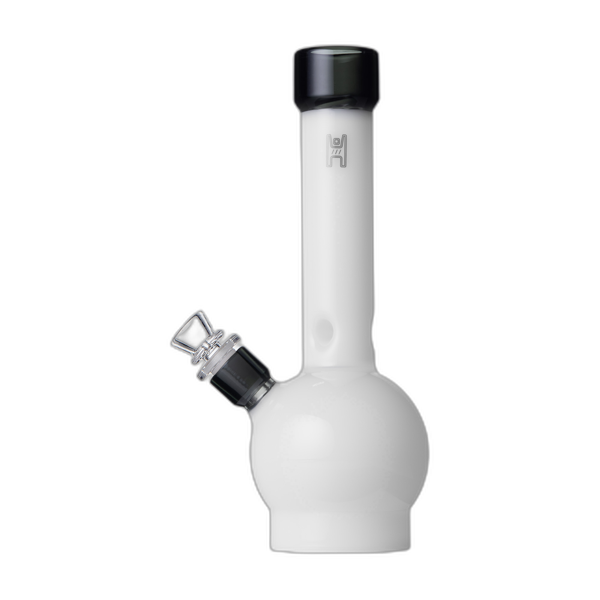 Human Grade 12 inch Ball Water Pipe in White Black