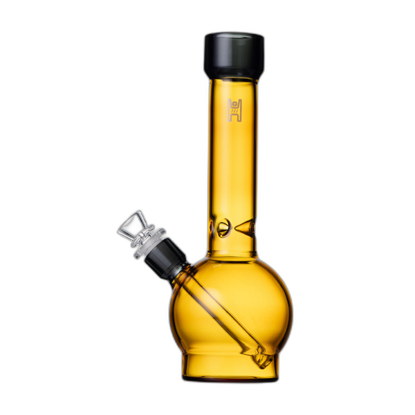 Human Grade 12 inch Ball Water Pipe in Yellow Smoke