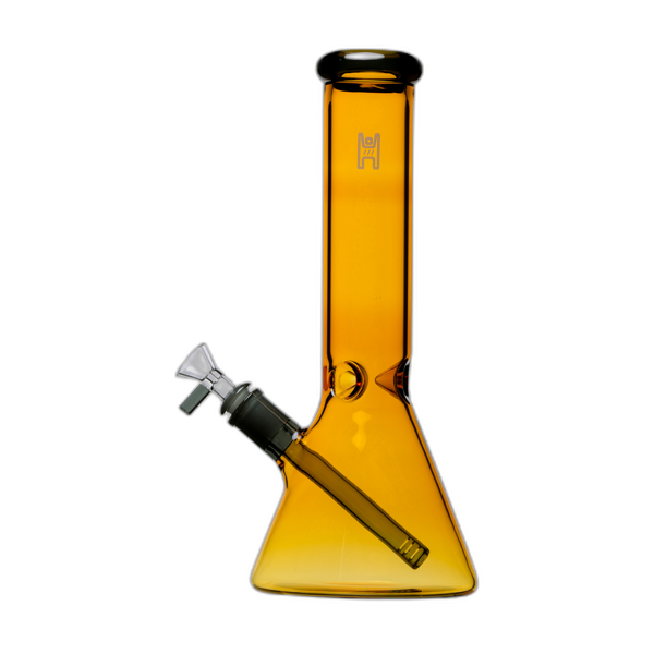 Human Grade 12 inch Beaker Water Pipe in Yellow Smoke