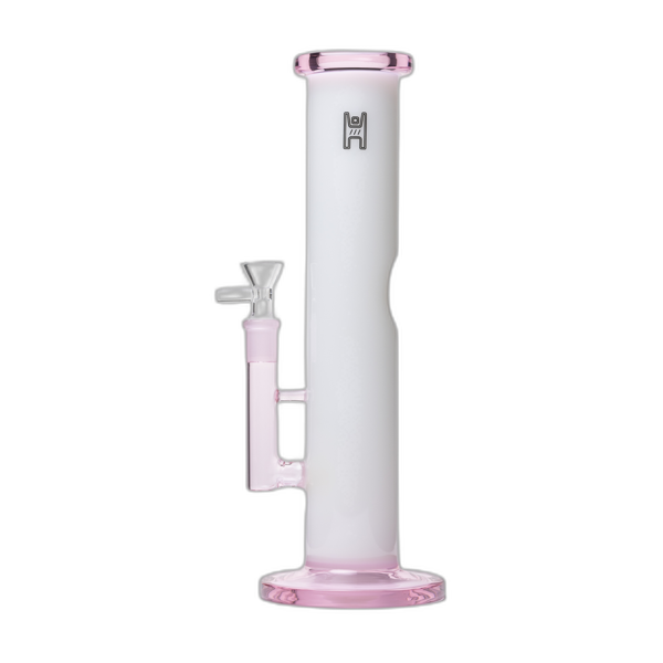 Human Grade 12 inch Tube Water Pipe in White Pink