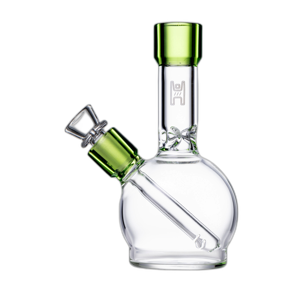 Human Grade 6 inch Ball Water Pipe in Clear Matrix Green