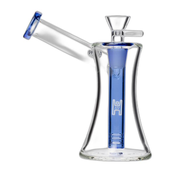 Human Grade 6 inch Hourglass Sidecar Bubbler in Clear Blue