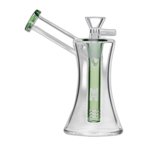 Human Grade 6 inch Hourglass Sidecar Bubbler in Clear Green