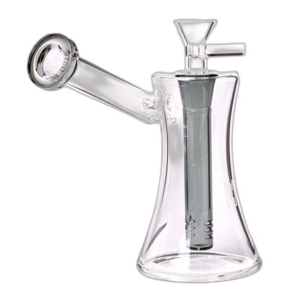 Human Grade 6 inch Hourglass Sidecar Bubbler in Clear Smoke