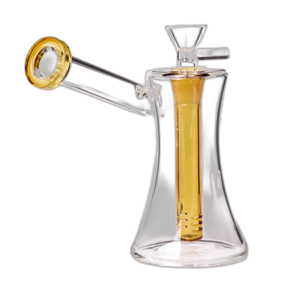 Human Grade 6 inch Hourglass Sidecar Bubbler in Clear Yellow