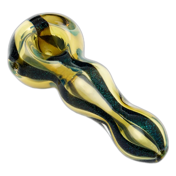 Human Grade Carnivale Hand Pipe in Silver Fumed Green Dichro