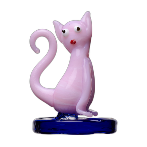 Human Grade Cat Carb Cap, milky pink glass with blue base
