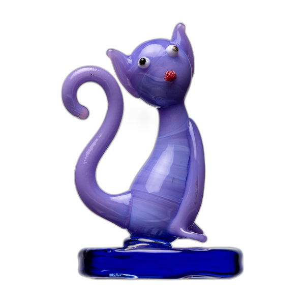 Human Grade Cat Carb Cap, milky purple glass with blue base