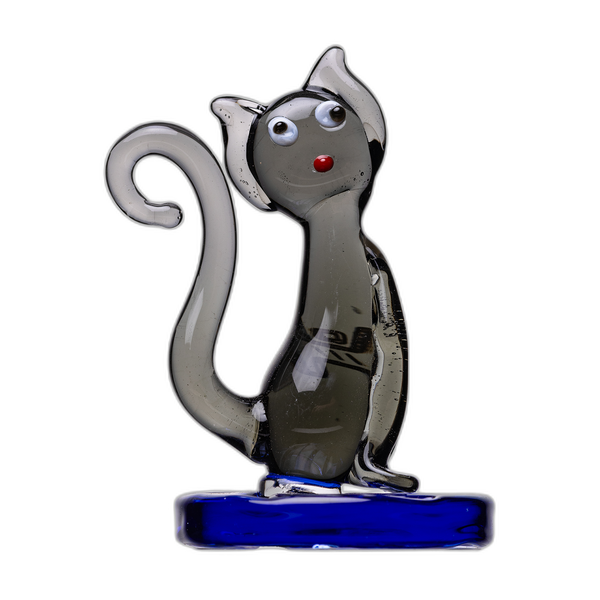Human Grade Cat Carb Cap, smoke glass with blue base