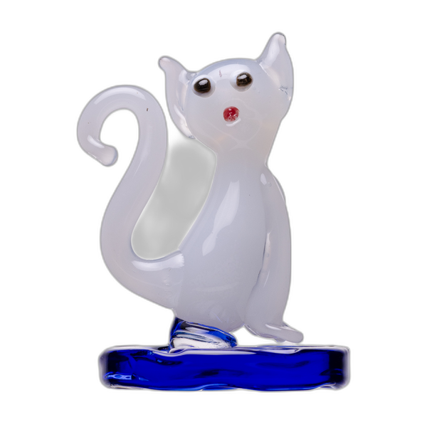 Human Grade Cat Carb Cap, white glass with blue base