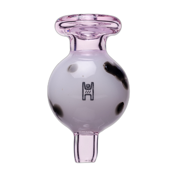 Human Grade Cow Carb Cap in pink glass with black spots