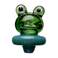 Human Grade Frog Carb Cap, green glass with blue base