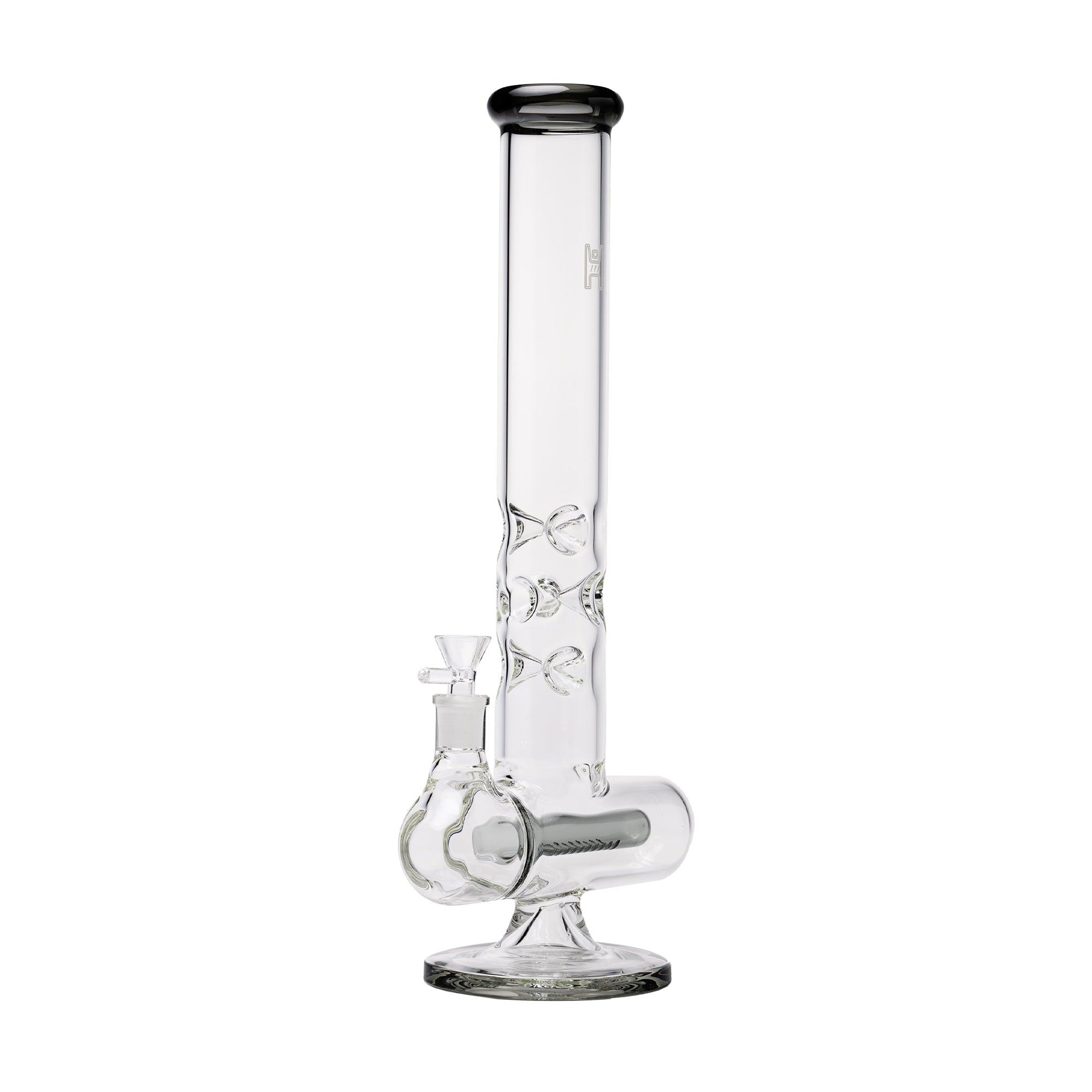 Human Grade Inline Tube Triple Ice Catch Water Pipe – 15.75" borosilicate glass bong with horizontal inline perc and triple ice catch