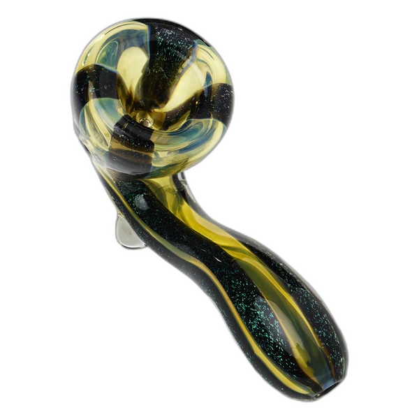 Human Grade Lotus Sherlock Hand Pipe in Silver Fumed Green Dichro