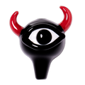 Human Grade Monster Eye Carb Cap in black with red horns