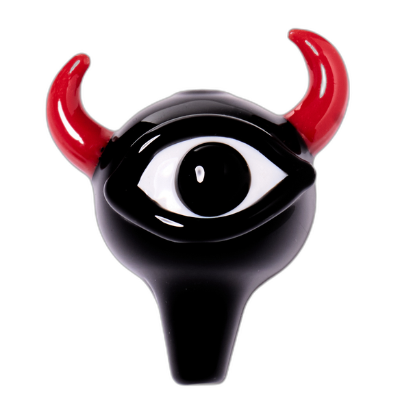 Human Grade Monster Eye Carb Cap in black with red horns
