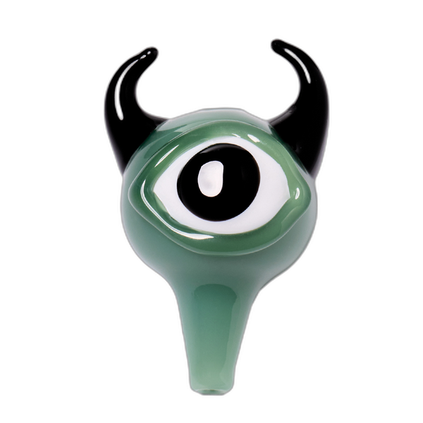 Human Grade Monster Eye Carb Cap in jade with black horns