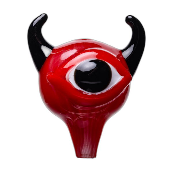 Human Grade Monster Eye Carb Cap in red with black horns