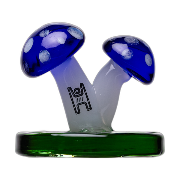 Human Grade Mushroom Carb Cap in blue with a green base