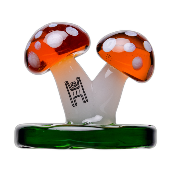 Human Grade Mushroom Carb Cap in light yellow with a green base