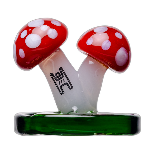 Human Grade Mushroom Carb Cap in red with a green base
