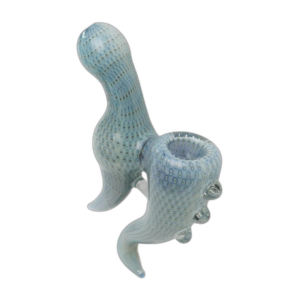 Human Grade Sherlock Model C Hand Pipe, in Bubble Trap Light Blue Silver Fumed