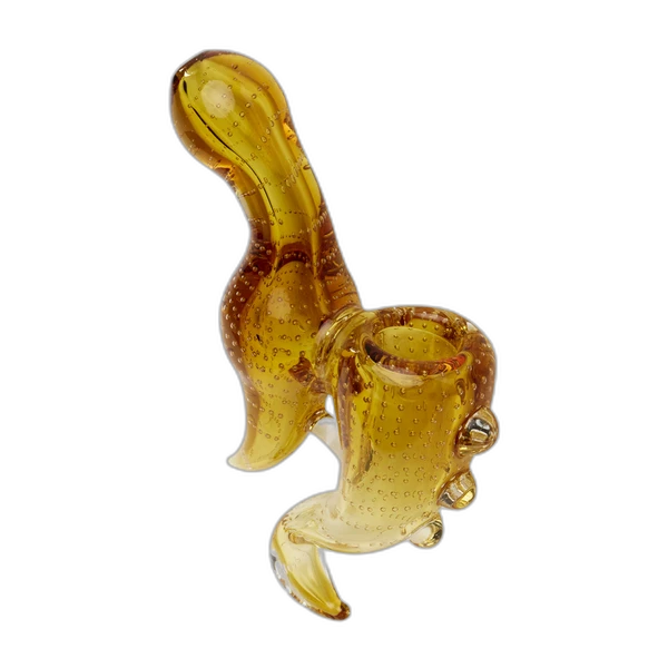 Human Grade Sherlock Model C Hand Pipe, in Bubble Trap Yellow Gold Fumed