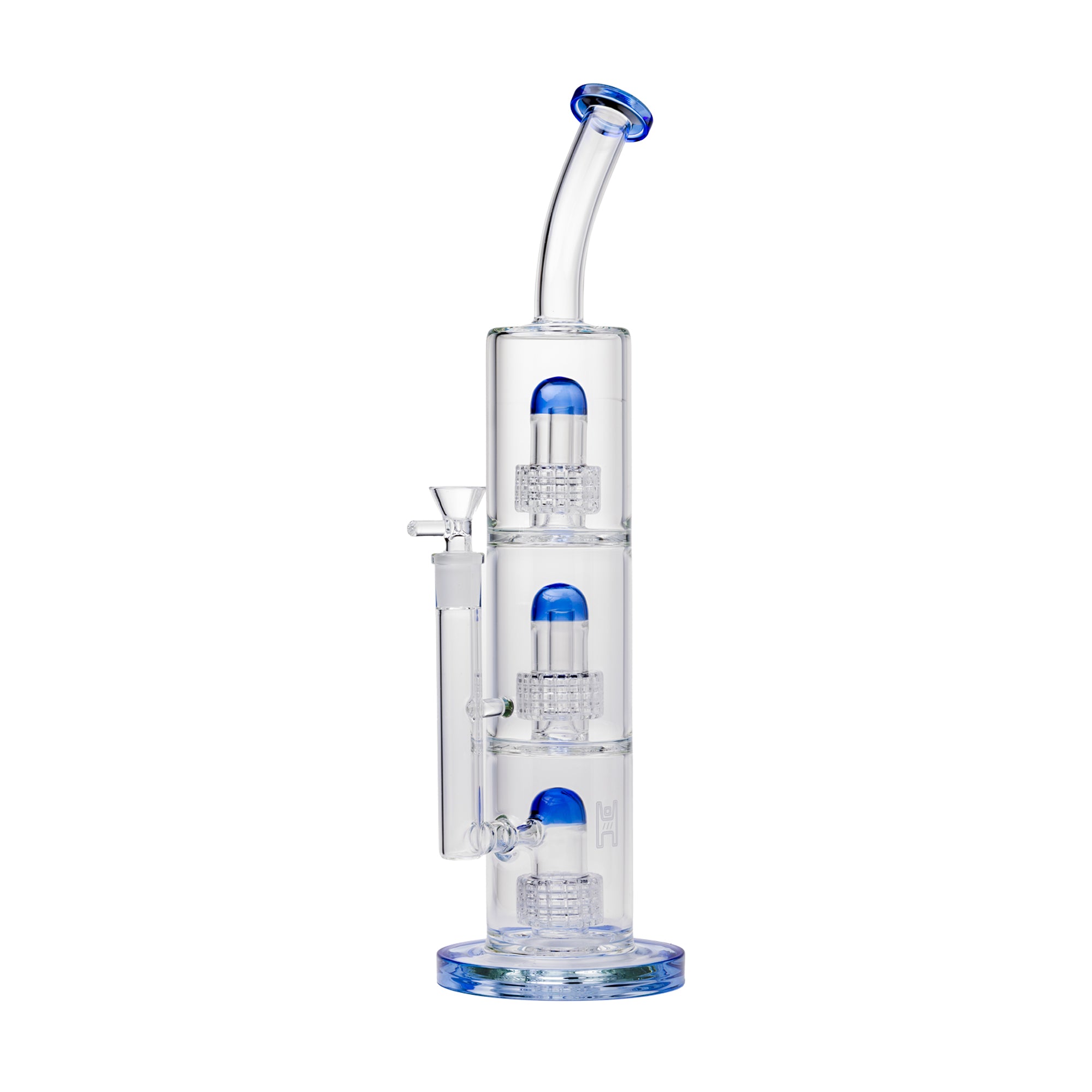 Human Grade Trinity Water Pipe – 15.75" borosilicate glass water pipe with triple matrix percolators