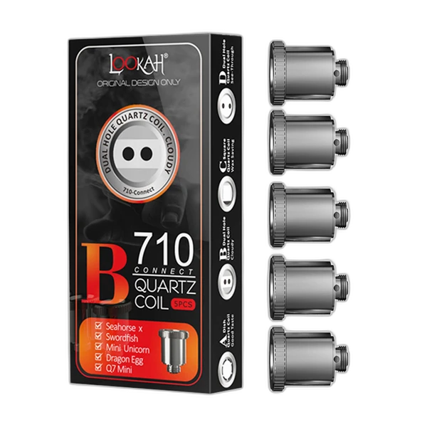 Lookah 710 Quartz Coils – Dual Hole Quartz - Cloudy