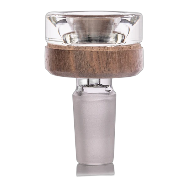 MJ Arsenal Alpine Series Bowl – 14mm glass flower bowl with milled black walnut wood accent