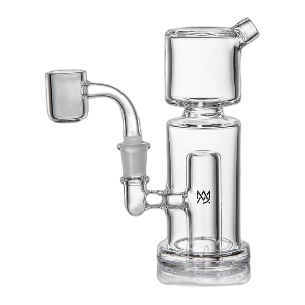 MJ Arsenal Column Mini Dab Rig – clear 5" borosilicate mini dab rig with 10mm quartz banger